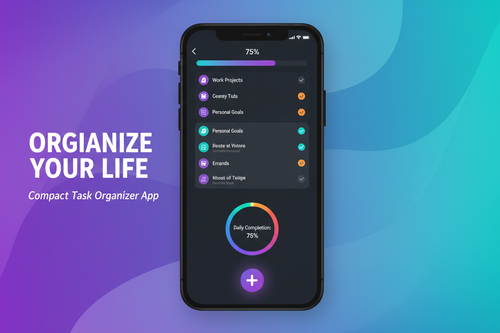 Compact Task Organizer App - Dark Mode